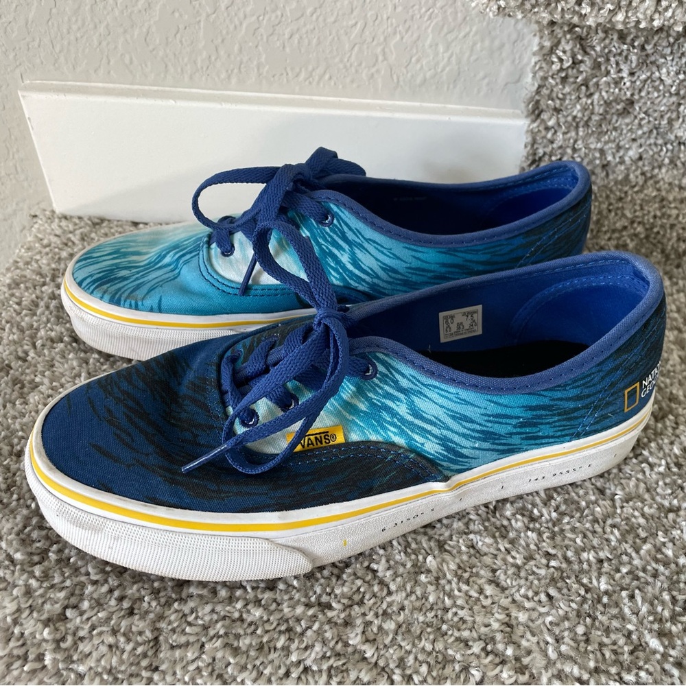 Vans Ocean Wave Fish National Geographic Blue Sneakers
